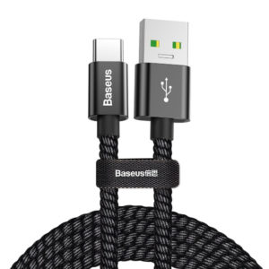 Baseus durable nylon cable USB / USB cable Type C QC3.0 5A 1m Μαύρο (CATKC-A01)