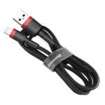 Baseus Cafule Durable Nylon Braided Καλώδιο USB / Lightning QC3.0 1.5A 2M Μαύρο-Κόκκινο (CALKLF-C19)