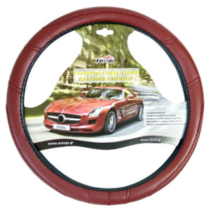 Κάλυμμα Τιμονιού Αυτοκινήτου Δερματίνη Με Γαζιά Κόκκινο Small 36cm 1 Τεμάχιο