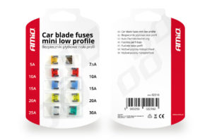 ΑΣΦΑΛΕΙΕΣ MINI LOW PROFILE ΔΙΑΦΟΡΕΣ ΣΕ ΚΑΡΤΕΛΑ 1x5A/1×7.5A/2x10A/2x15A/2x20A/1x25A/1x30A AMIO – 10 TEM
