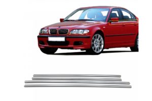 BMW ΣΕΙΡΑ 3 E46 SEDAN 1998>2005 – TRIM ΠΑΡΑΘΥΡΩΝ (ΑΝΟΞΕΙΔΩΤΟ ΑΤΣΑΛΙ / ΧΡΩΜΙΟ)  S-DIZAYN – 4 TEM.