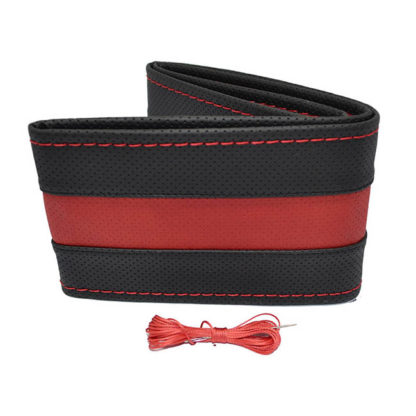 Κάλυμμα Τιμονιού Αυτοκινήτου Otom Stitching Δερματίνη Ραφτό Εξώγαζο Μαύρο - Κόκκινο Medium 37-39cm DK-301 1 Τεμάχιο