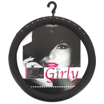 Κάλυμμα Tιμονιού Αυτοκινήτου Girly ''Black Diamonds'' Μαύρο Με Στρας Medium 37-39cm 1 Τεμάχιο