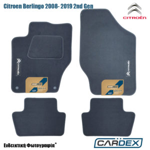 Πατάκια Αυτοκινήτου Citroen Berlingo 2008-2019 Μαρκέ μοκέτα Velourtec™ 4τμχ της Cardex