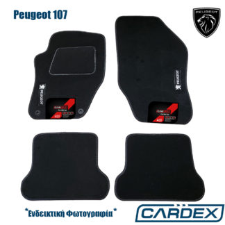 Πατάκια αυτοκινήτου peugeot 107 μαύρα, μαρκέ μοκέτα- Eco-Line Cardex
