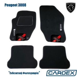 Πατάκια αυτοκινήτου peugeot 3008 μαύρα, μαρκέ μοκέτα- Eco-Line Cardex