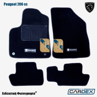 πατακια peugeot 206cc μαυρα μαρκε μοκέτα cardex velourtec