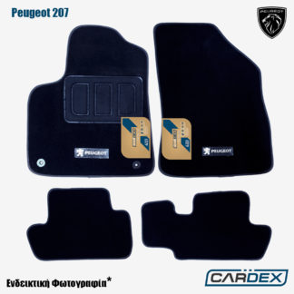 πατακια peugeot 207 μαυρα μαρκε μοκέτα cardex velourtec