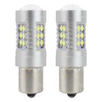 Amio – LED CANBUS P21W BA15s 12/24V 24xSMD 3030 Λευκό Διάθλασης Μονοπολικό για Φώτα Αυτοκινήτου &amp; Φορτηγού – 2 Τεμ. (01445/AM)