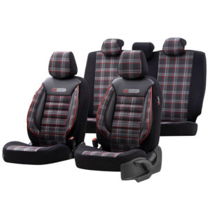 Καλύμματα Αυτοκινήτου Otom GTI Sports Design Universal Jacquard / Lacost / Δερματίνη Σετ Εμπρός / Πίσω Μαύρο – Κόκκινο GTI-801 11 Τεμάχια