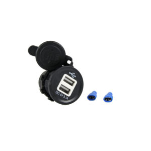 Σταθερή Θύρα Φόρτισης USB Amio (01434) Για Αναπτήρα Αυτοκινήτου Με Καπάκι Και 2 USB Μαύρη 1 Τεμάχιο