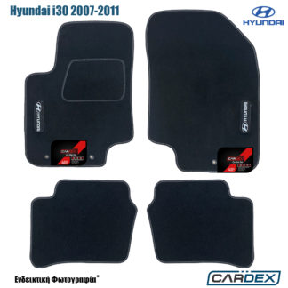 πατακια αυτοκινήτου hyundai i30 1η γενιά με λογοτυπο μαρκέ μοκέτα μαύρη ecoline cardex