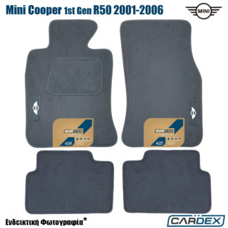 πατακια αυτοκινητου mini cooper r50 1st generation μαρκε μοκέτα ανθρακί με λογότυπο mini velourtec cardex