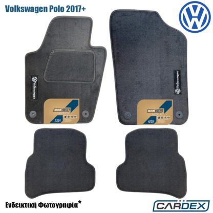 πατακια volkswagen polo 2017 μοκέτα ανθρακί μαρκέ velourtec με λογοτυπα cardex