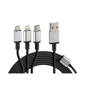 ΚΑΛΩΔΙΟ USB ΦΟΡΤΙΣΗΣ CERBERO 100 cm (3 ΑΝΤΑΠΤΟΡΕΣ TYPE C/APPLE/MICRO USB – 8 PIN) SILVER LINE