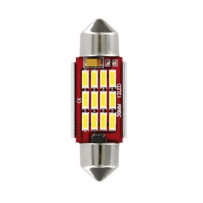 ΛΑΜΠΑΚΙ ΠΛΑΦΟΝΙΕΡΑΣ 12V 12x36mm 150lm ΛΕΥΚΟ MEGA-LED12 (ΔΙΠΛΗΣ ΠΟΛΙΚΟΤΗΤΑΣ- CAN-BUS) BLISTER 1ΤΕΜ.