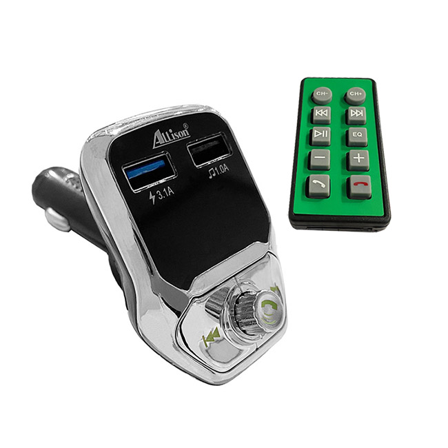 Fm Transmitter ALS-A688 Με Bluetooth, 2 USB, Οθόνη LCD Και Τηλεχειριστήριο Ασημί-Μαύρο 1 Τεμάχιο