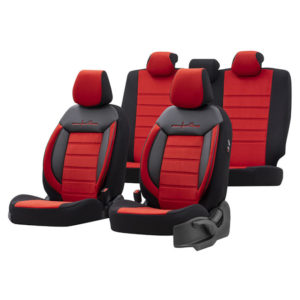 Καλύμματα Αυτοκινήτου Otom Comfortline Design Universal Sued / Rachel / Δερματίνη Σετ Εμπρός / Πίσω Μαύρο – Κόκκινο CMF-207 11 Τεμάχια