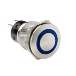 ΔΙΑΚΟΠΤΗΣ ΜΠΟΥΤΟΝ (BUTTON) 12/24V 5Amax 5PIN IP65 ON/OFF ME LED ΜΠΛΕ ΑΝΟΞΕΙΔΩΤΟ ΑΤΣΑΛΙ LAMPA - 1 TEM.