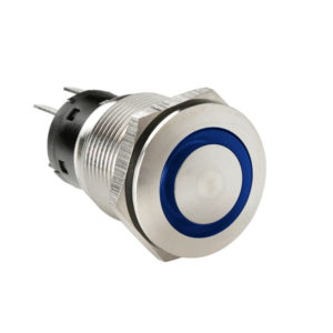 ΔΙΑΚΟΠΤΗΣ ΜΠΟΥΤΟΝ (BUTTON) 12/24V 5Amax 5PIN IP65 ON/OFF ME LED ΜΠΛΕ ΑΝΟΞΕΙΔΩΤΟ ΑΤΣΑΛΙ LAMPA – 1 TEM.