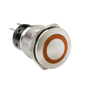 ΔΙΑΚΟΠΤΗΣ ΜΠΟΥΤΟΝ (BUTTON) 12/24V 5Amax 5PIN IP65 ON/OFF ME LED ΠΟΡΤΟΚΑΛΙ ΑΝΟΞΕΙΔΩΤΟ ΑΤΣΑΛΙ LAMPA – 1 TEM.