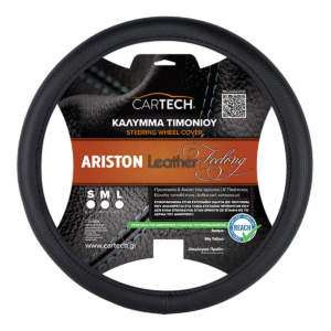 Κάλυμμα Τιμονιού Αυτοκινήτου Ariston Leather Feeling Μαύρο Large με πιστοποίηση REACH 39-41 cm 1 Τεμάχιο