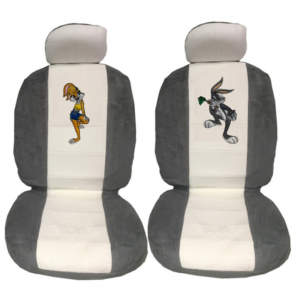 Ημικαλύμματα Καθισμάτων Αυτοκινήτου Πετσετέ Bugs Bunny & Lola Γκρι-Άσπρο Ζευ 4 Τεμάχια