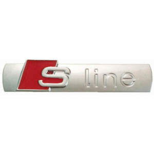 Αυτοκόλλητο Σήμα "S-Line" Οβάλ Ασημί – Κόκκινο 7×1.5cm 1Τμχ