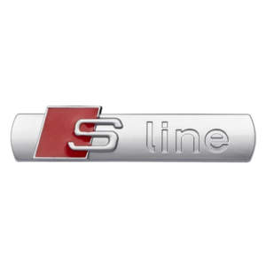 Σήμα Μάσκας Κουμπωτό "S-Line" Ασημί-Κόκκινο 7.2×1.9cm