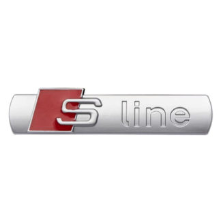 Σήμα Μάσκας Κουμπωτό "S-Line" Ασημί-Κόκκινο 7.2x1.9cm