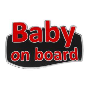 BABY ON BOARD ΑΥΤΟΚΟΛΛΗΤΟ ΕΞΩΤΕΡΙΚΗΣ ΧΡΗΣΗΣ 13,1 Χ 8,3cm ΚΟΚΚΙΝΟ/ΜΑΥΡΟ/ΧΡΩΜΙΟ ΜΕ ΕΠΙΚΑΛΥΨΗ ΣΜΑΛΤΟΥ – 1 ΤΕΜ.