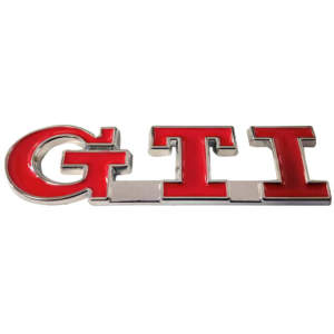 Αυτοκόλλητο Σήμα "GTI" Κόκκινο – Ασημί 8×2.2cm 1Τμχ