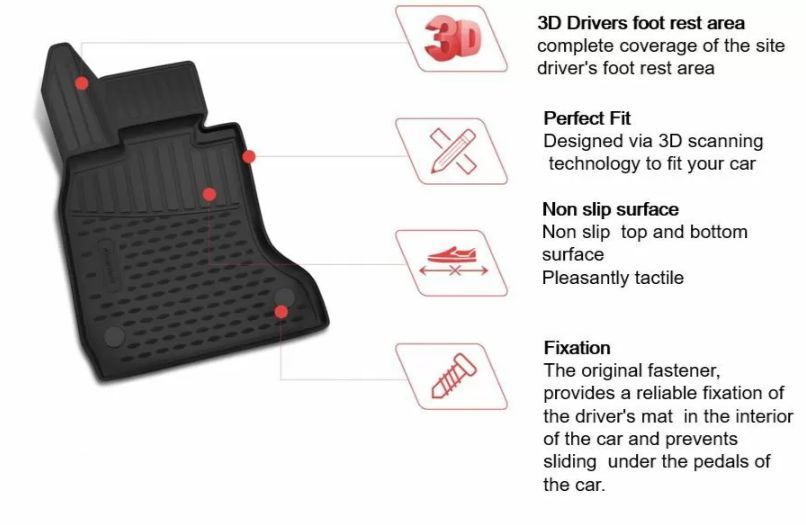 3D Λαστιχένια πατάκια για Volkswagen Amarok (2010+) 4τμχ.