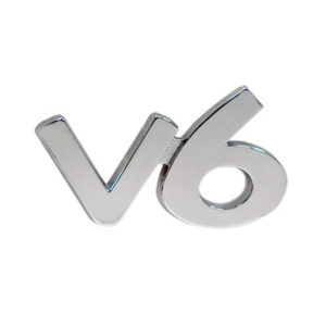 Αυτοκόλλητο Σήμα Χρωμίου 3D "V6" 6.5×3.5cm 1Τμχ