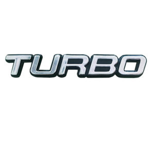 Αυτοκόλλητο Σήμα "Turbo" Ασημί – Μαύρο 11.5×1.8cm 1Τμχ