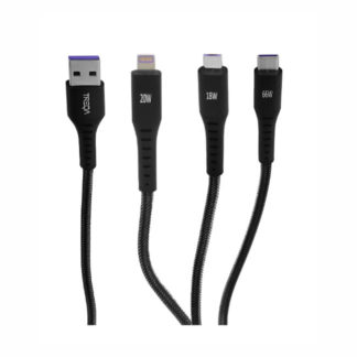 Καλώδιο Φόρτισης Και Μεταφοράς Δεδομένων USB 3πλό Για Smartphone, Type-C Και Iphone 5A 1Τμχ