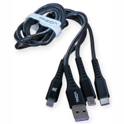 Καλώδιο Φόρτισης Και Μεταφοράς Δεδομένων USB 3πλό Για Smartphone, Type-C Και Iphone 5A 1Τμχ