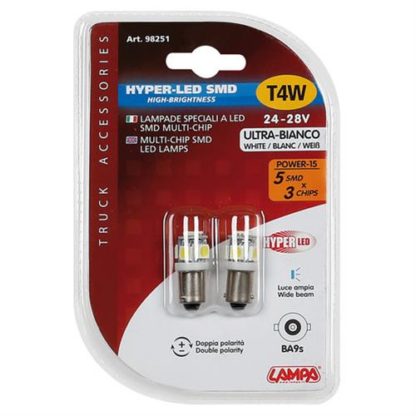 T4W 24/28V BA9s HYPER-LED15 ΛΕΥΚΟ