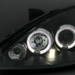 Φανάρια εμπρός angel eyes για Ford Focus (1998-2001) - μαύρα , με λάμπες (Η1) - σετ 2τμχ.