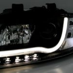 Φανάρια εμπρός led Lightbar Design για Audi A4 B6 (2001-2004) -μαύρα , με λάμπες (Η1) - σετ 2τμχ.