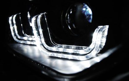 Φανάρια εμπρός led angel eyes για BMW F30 (2011+) , με λάμπες (Η7) - σετ 2τμχ.