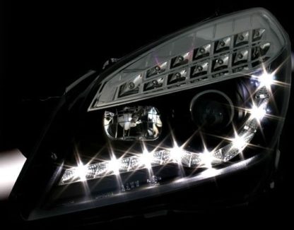 Φανάρια εμπρός led με DRL για Opel Astra H (2004-2009) - black , με λάμπες (Η1) - σετ 2τμχ.