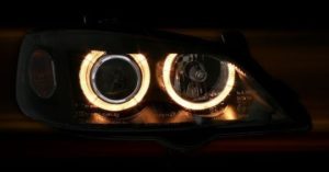 Φανάρια εμπρός angel eyes για Opel Astra G (1998-2004) – μαύρα , χωρίς λάμπες (Η7) – σετ 2τμχ.