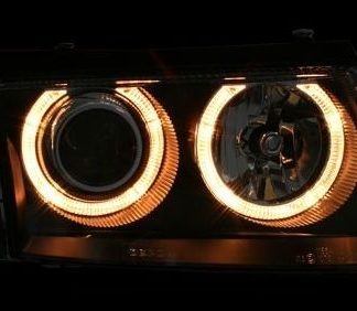 Φανάρια εμπρός angel eyes για Vw Passat 3Β/B5 (1997-2000) - μαύρα , χωρίς λάμπες (Η7) - σετ 2τμχ.