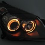 Φανάρια εμπρός angel eyes για Opel Astra H (2004-2009) - μαύρα ,  χωρίς  λάμπες (Η 7 ) - σετ 2τμχ.