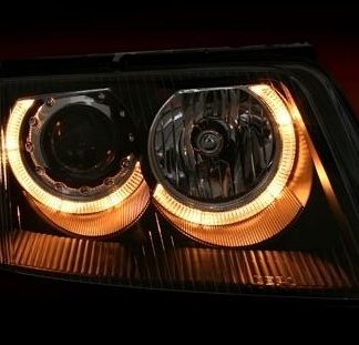 Φανάρια εμπρός angel eyes για Vw Passat B5.5 (2001-2005) - μαύρα , χωρίς λάμπες (Η7) - σετ 2τμχ.