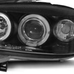 Φανάρια εμπρός led angel eyes για Opel Astra G (1998-2004) - μαύρα , με λάμπες (Η1) - σετ 2τμχ.