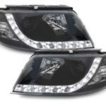 Φανάρια εμπρός led για Vw Passat B5.5 (2001-2005) - μαύρα , με λάμπες (Η1) - σετ 2τμχ.