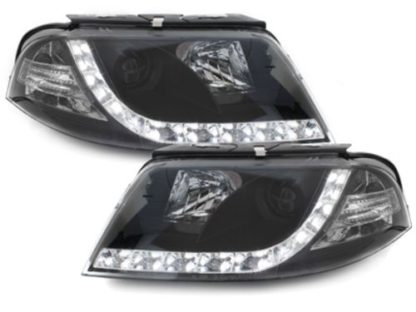 Φανάρια εμπρός led για Vw Passat B5.5 (2001-2005) - μαύρα , με λάμπες (Η1) - σετ 2τμχ.