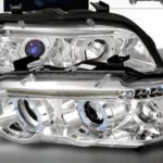 Φανάρια εμπρός angel eyes για BMW X5 E53 (1999-2003) - chrome , με λάμπες (Η1) - σετ 2τμχ.